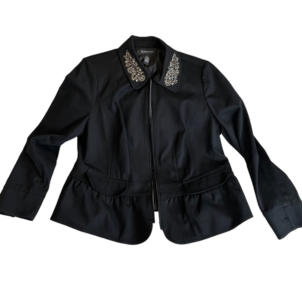 INC International Concepts Beaded Collar Zip Front Knit Jacket